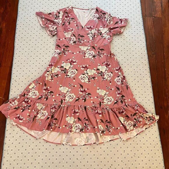 Flirty Flowy Pink Floral Dress Like NEW 3XL - Picture 7 of 14